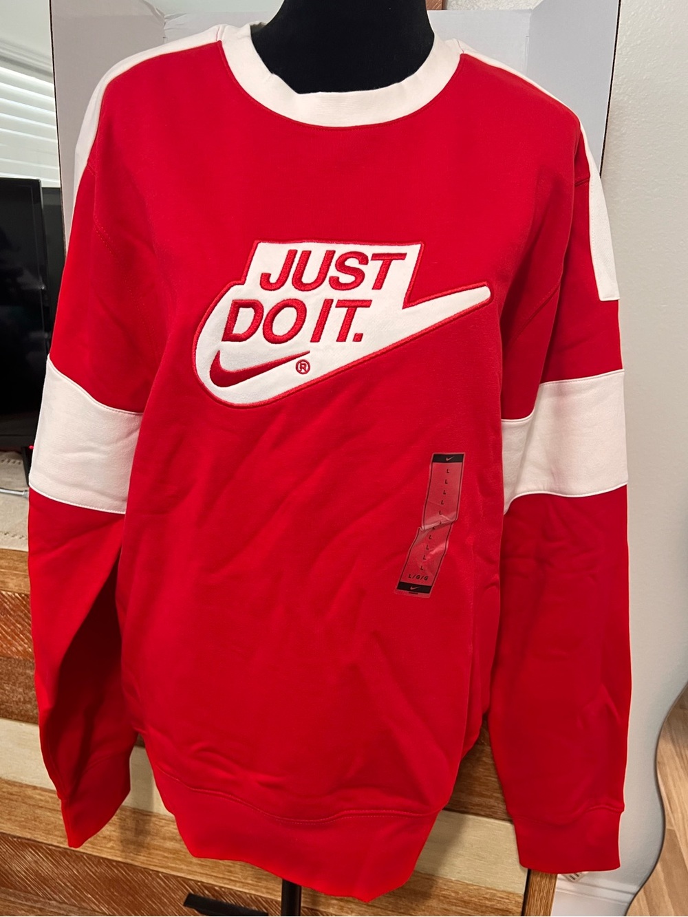 Nike Red & White 'Just Do It' Crewneck Sweatshirt